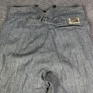 Frontier Classics Western Pants Mens 34 Blue Pinstripe Buckle Back Suspender